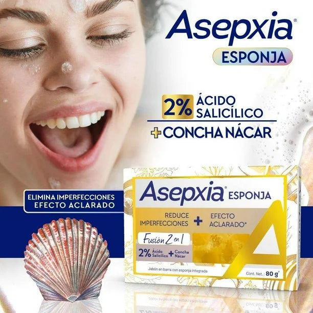 Asepxia Jabón Esponja Fusión 2 en 1