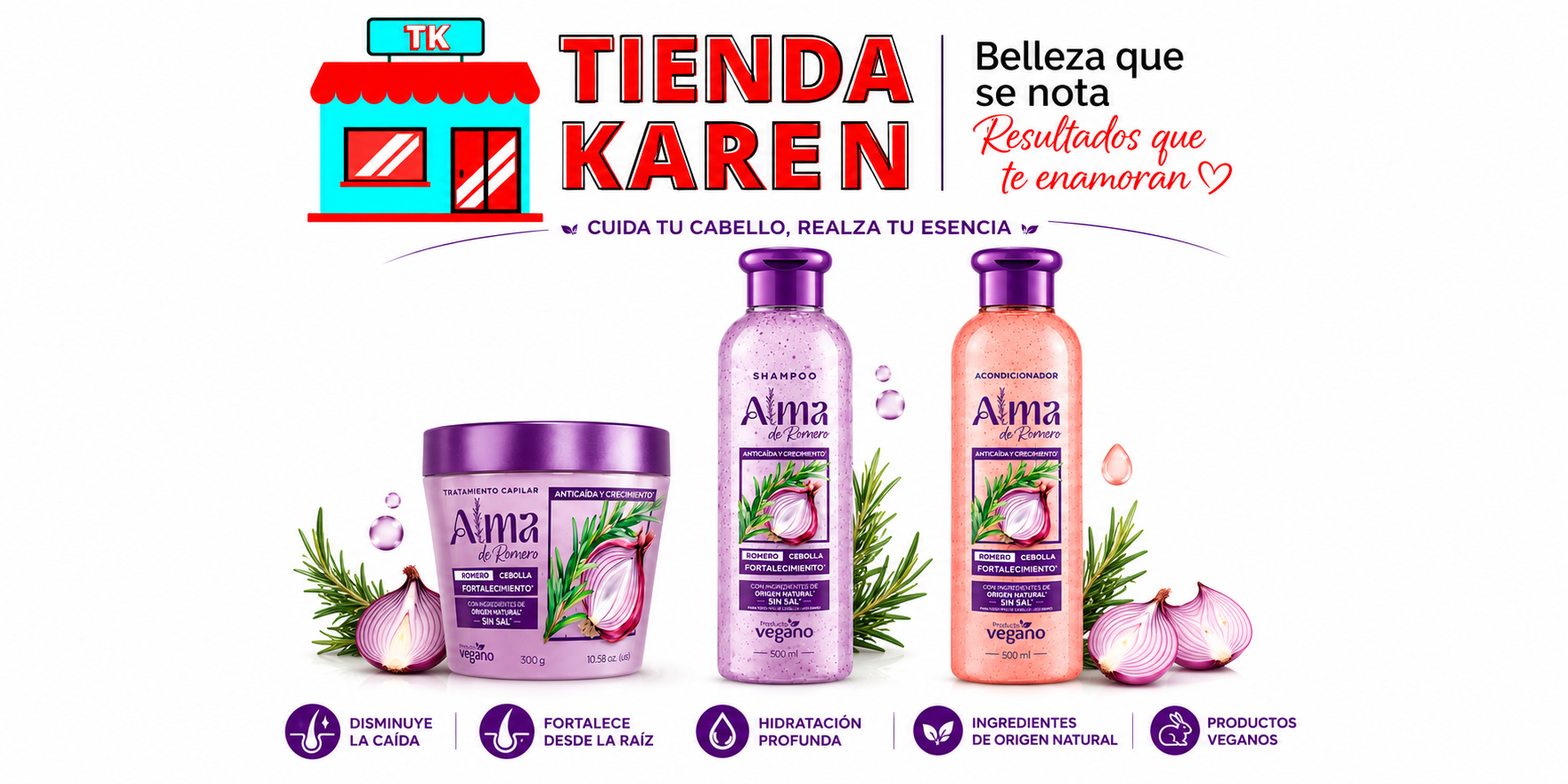 Kit Cebolla Alma de Romero – Shampoo + Acondicionador + Tratamiento