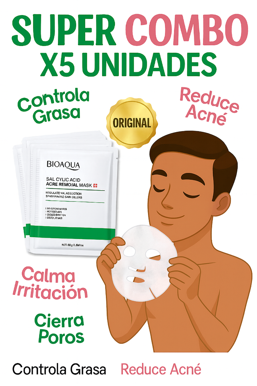 Mascarilla Facial Bioaqua Salicylic Acid Acne Removal Mask – Combo X5