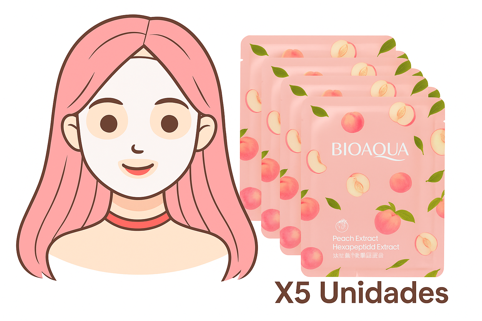 Mascarilla Bioaqua Honey Peach X5 Unidades