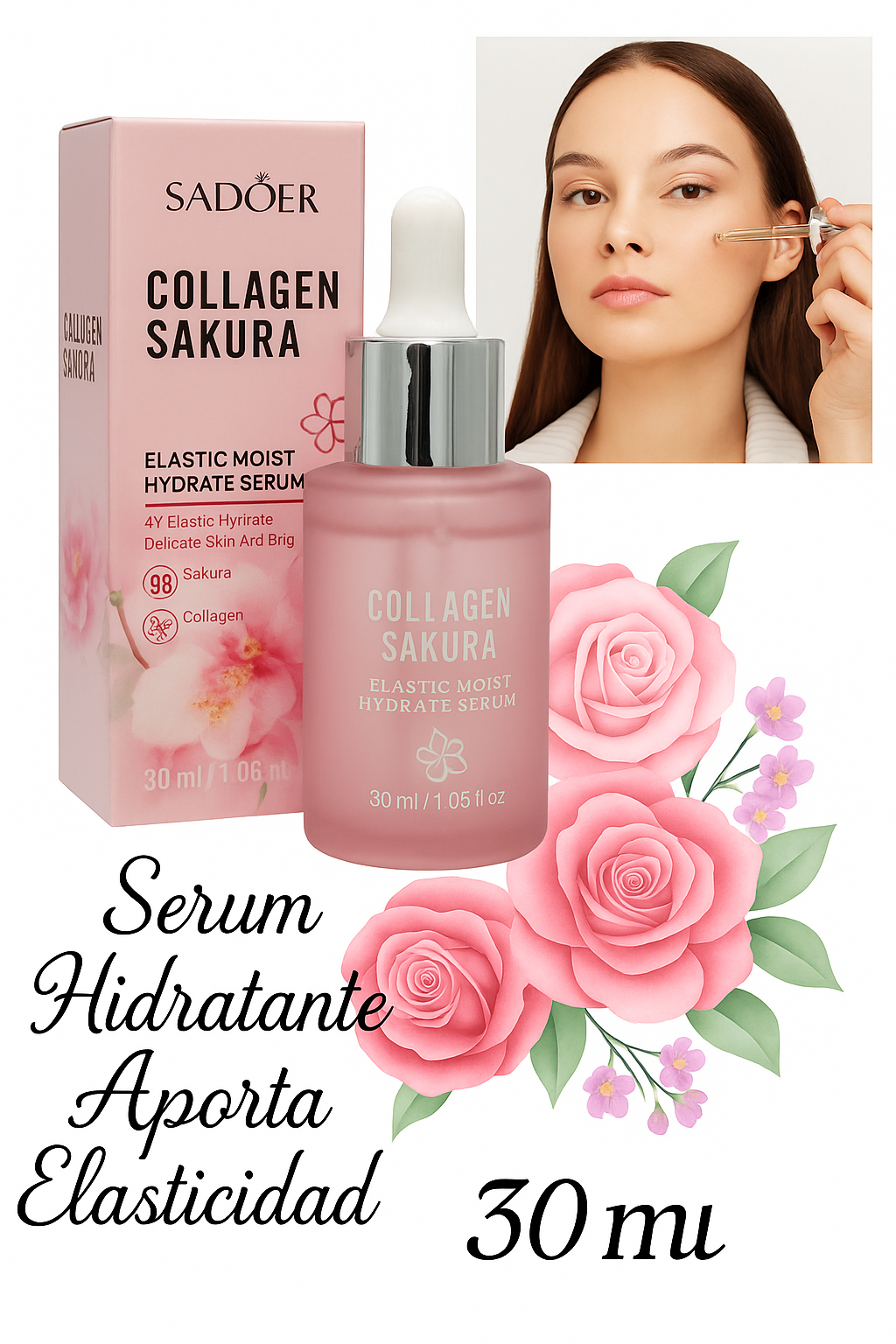 Suero Facial De Colageno Y Sakura Da Textura Hidratante