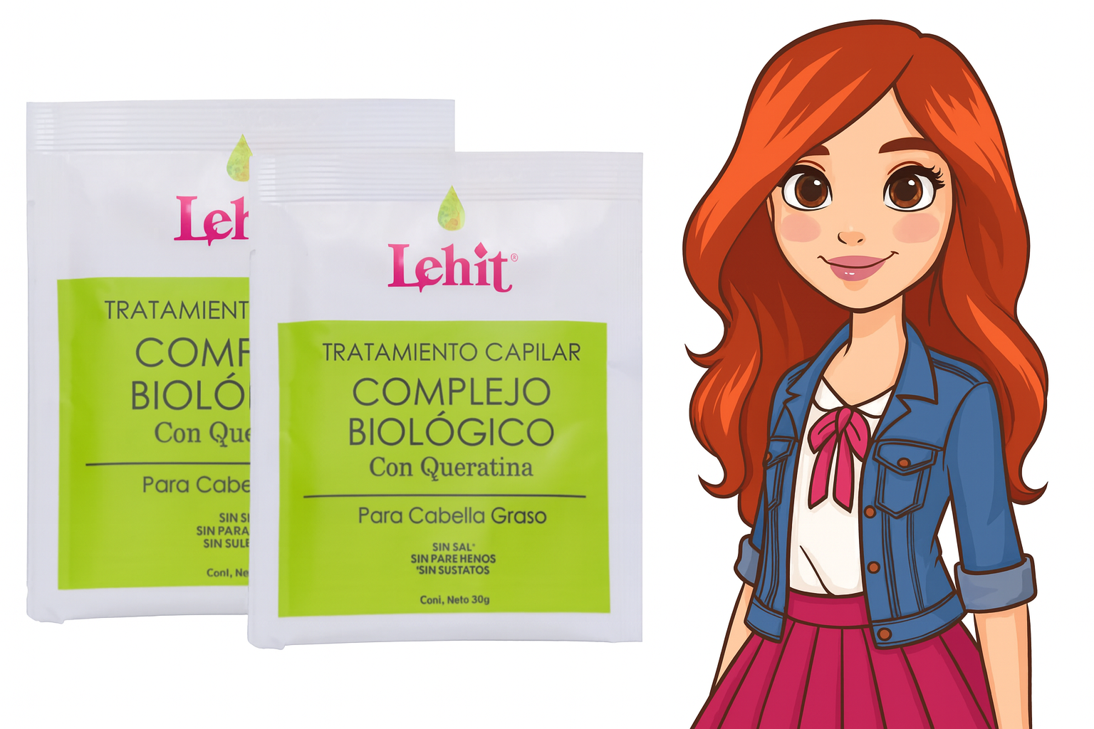 Tratamiento Capilar Complejo Biológico con Queratina Lehit – Para Cabello Graso (30 g)