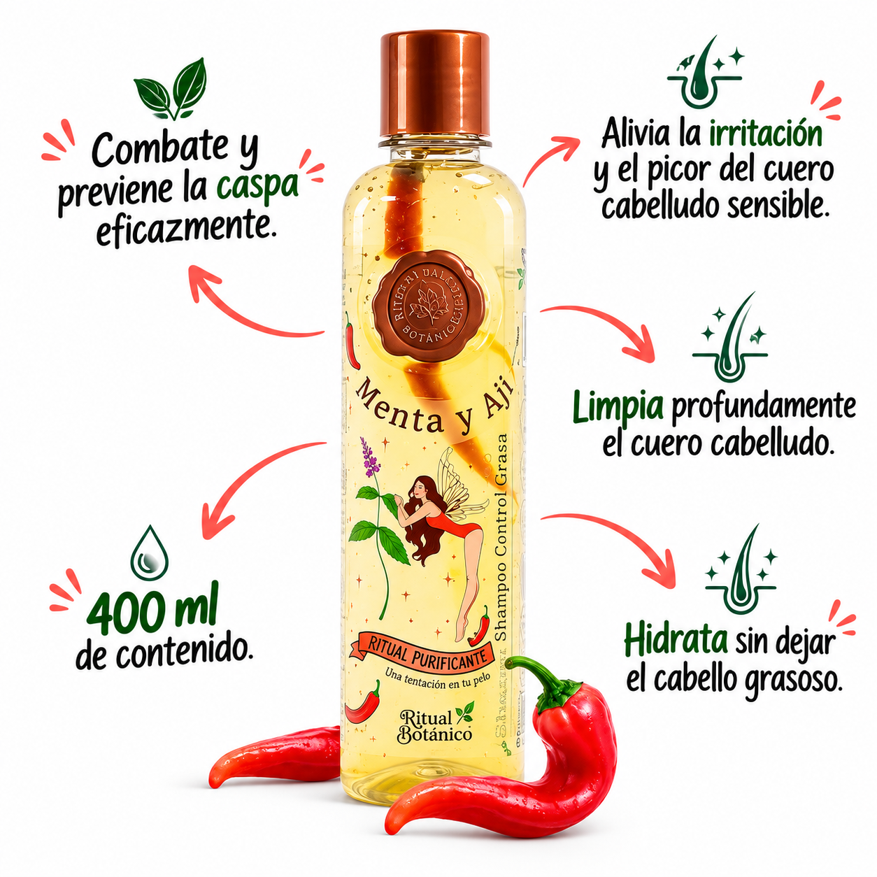 Shampoo De Ají Control Caspa - Ritual Botánico