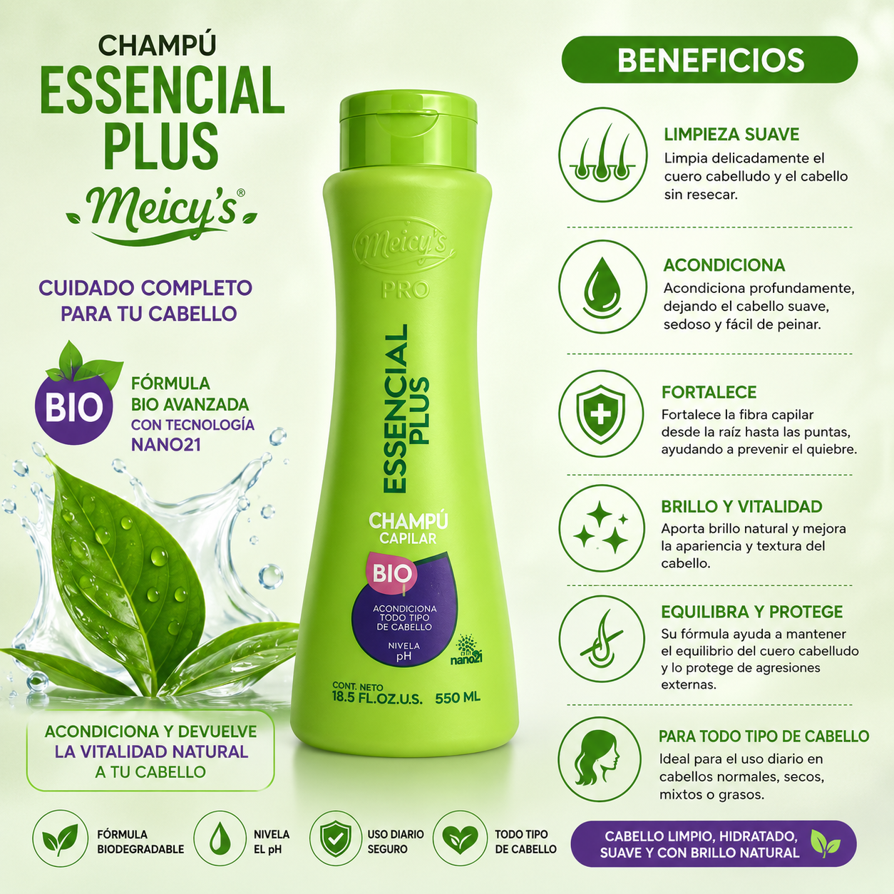 Shampoo Essencial Pluss Meicy's
