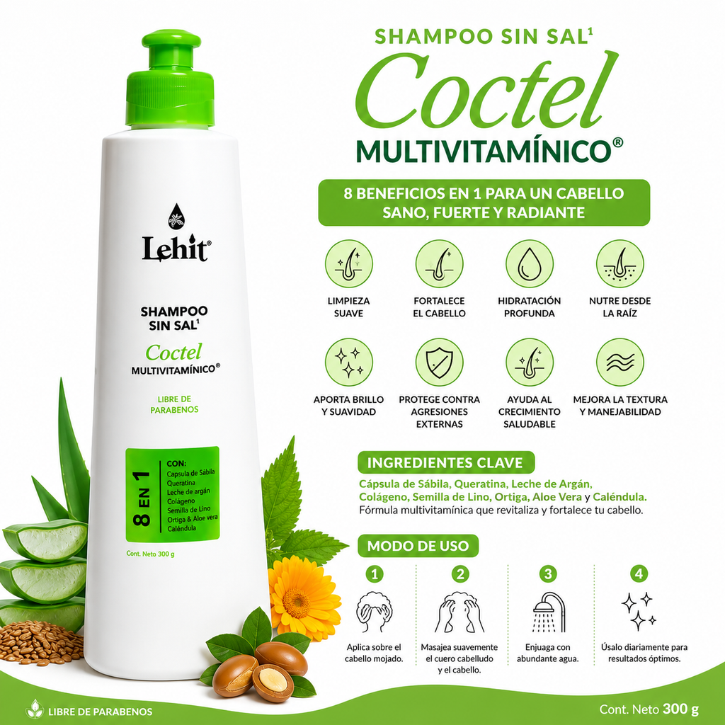 Shamp Lehit X300Ml Coctel 8 En 1