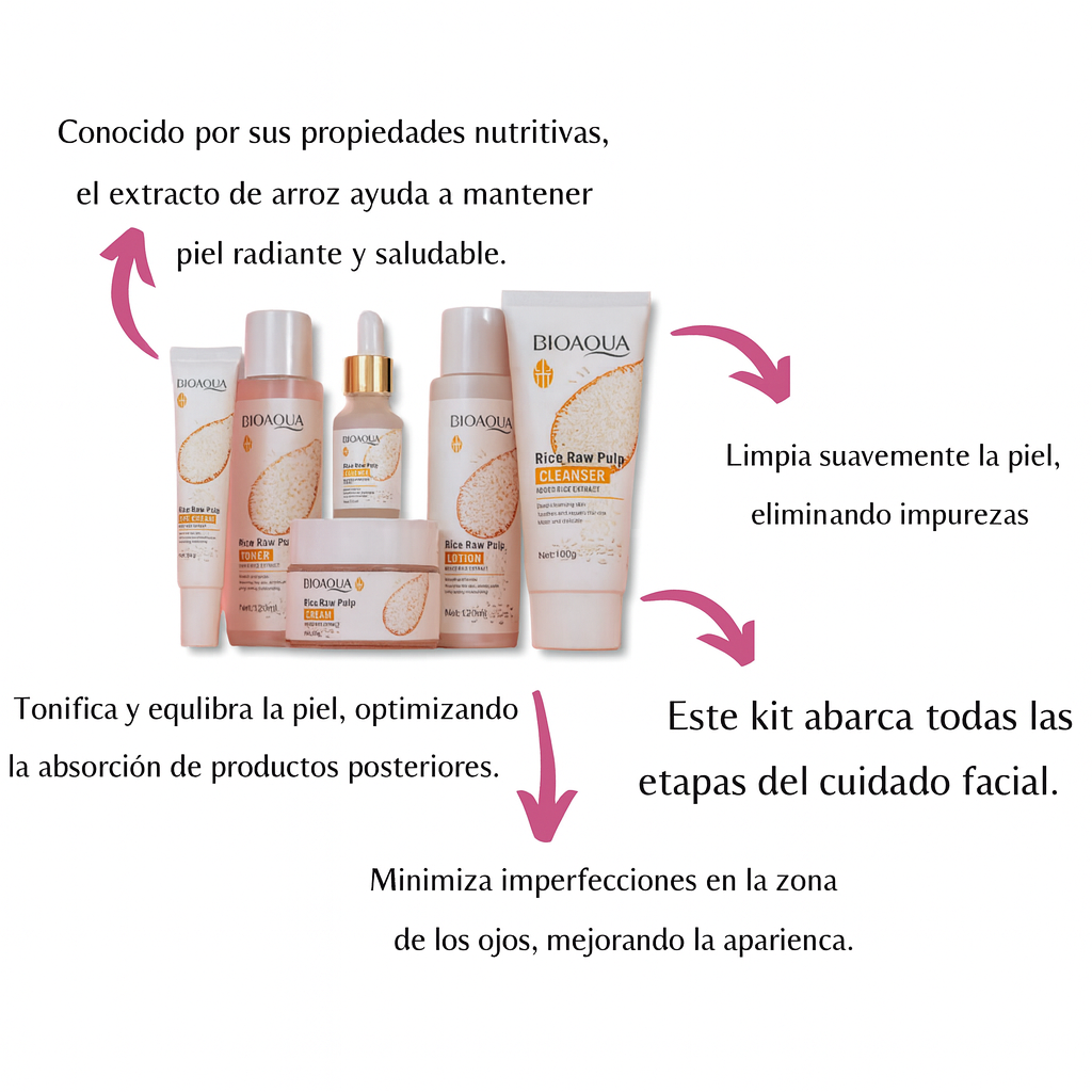 Kit Facial Arroz Aclarante  Skincare X6 Bioaqua