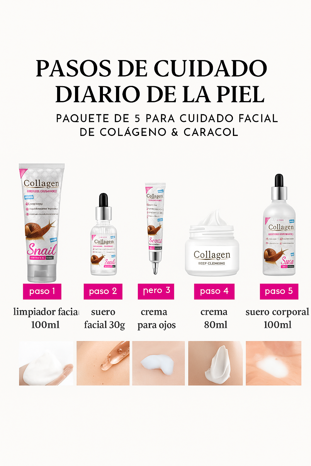 Kit Facial De Lujo Baba De Caracol Y Colageno Todo Tipo De Piel