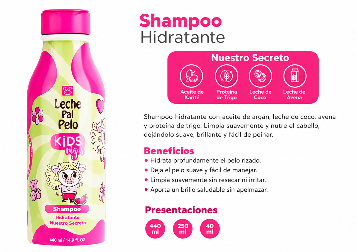 Leche Pal Pelo Kids Rizos Crema Para Peinar Control Rizos X440ml