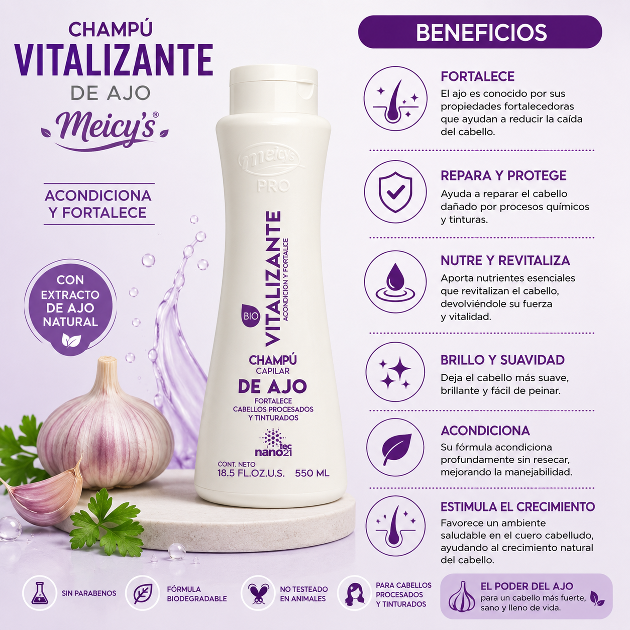 Shampoo de Ajo Vitalizante Meicy's