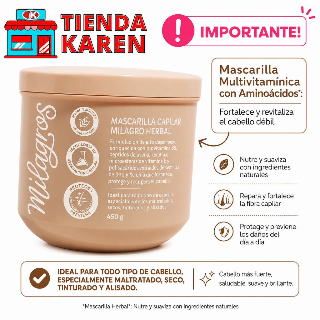 Mascarilla Milagros Herbal X450ml