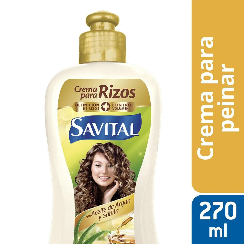 Crema Para Peinar Savital- Rizos Aceite De Argán X270Ml