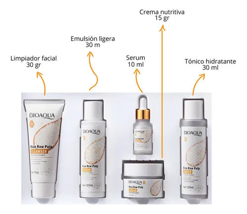 Kit Mini De Cuidado Facial Viajero Extracto De Arroz Bioaqua Bioaqua