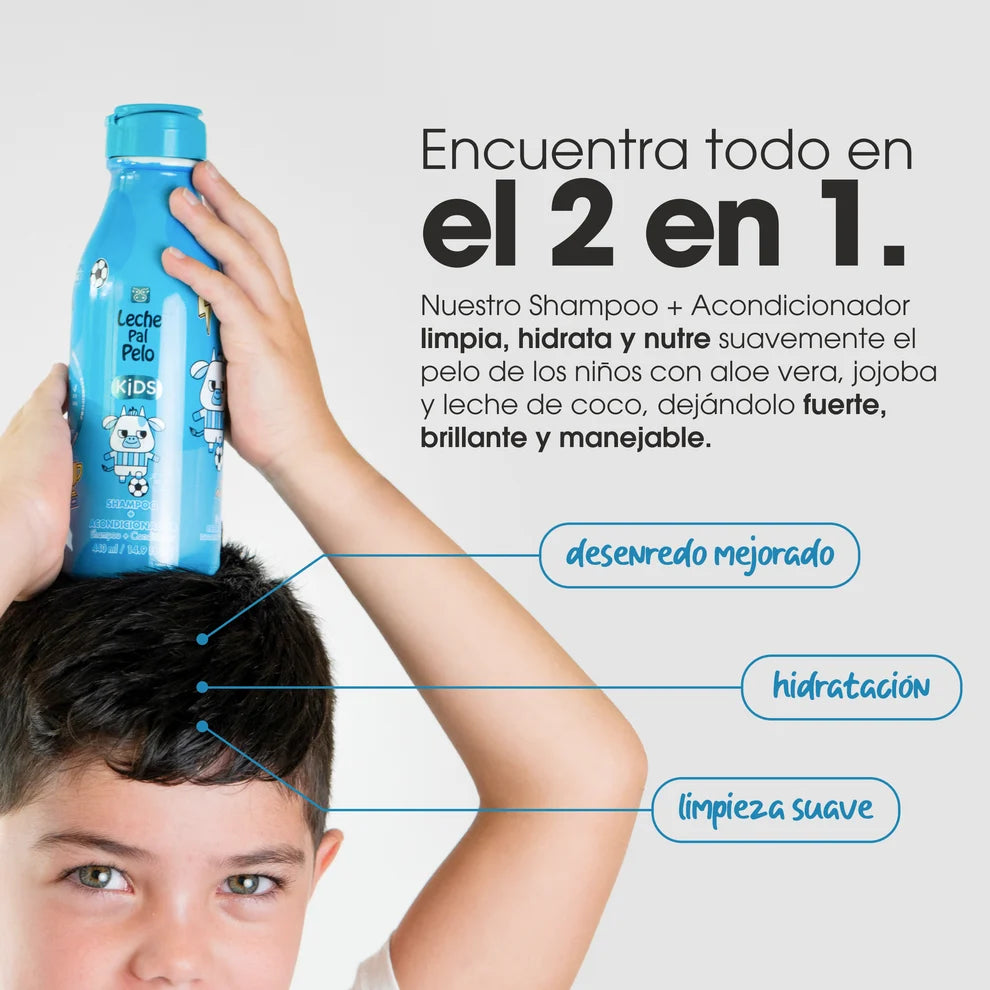 Shampoo + Acondicionador 2 en 1 Leche Pal Pelo Kids