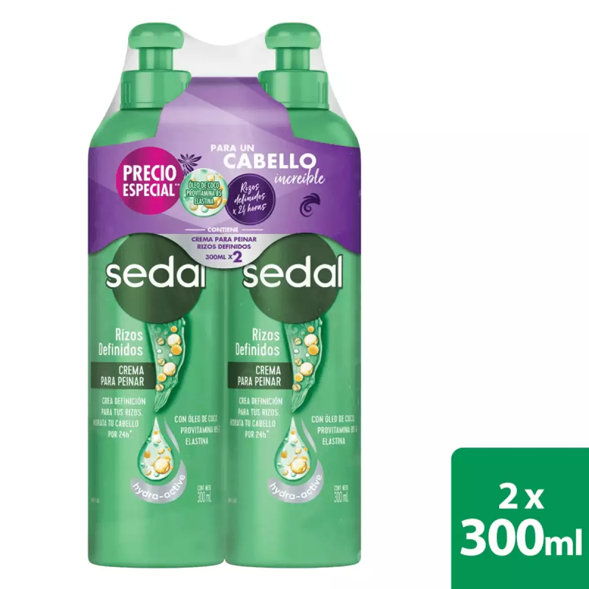 Crema Para Peinar Sedal Rizos Definidos X2Uni X300Ml