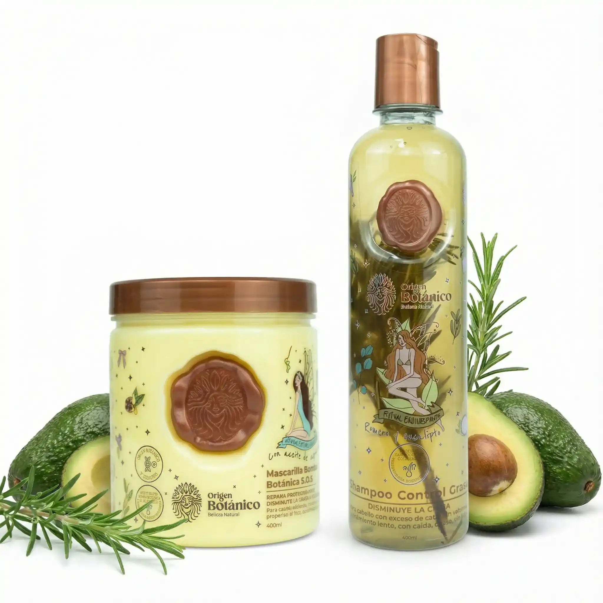 Origen Botanico Shampoo Romero y Mascarilla Bomba capilar ritual Botanico (2 Pack)
