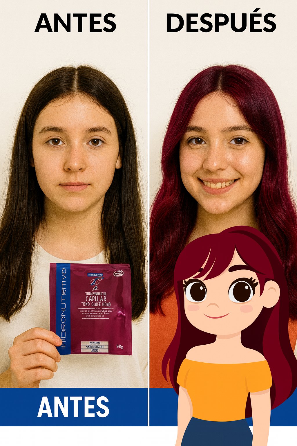 Tratamiento Capilar Tono sobre Tono - Color Borgoña (M y E)