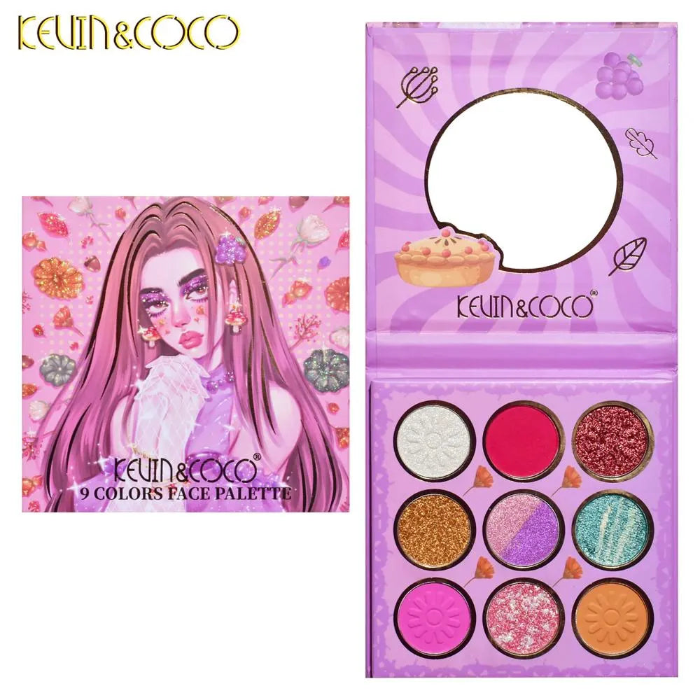 Paleta De Sombras Kevin & Coco 9 Colores Face Palette
