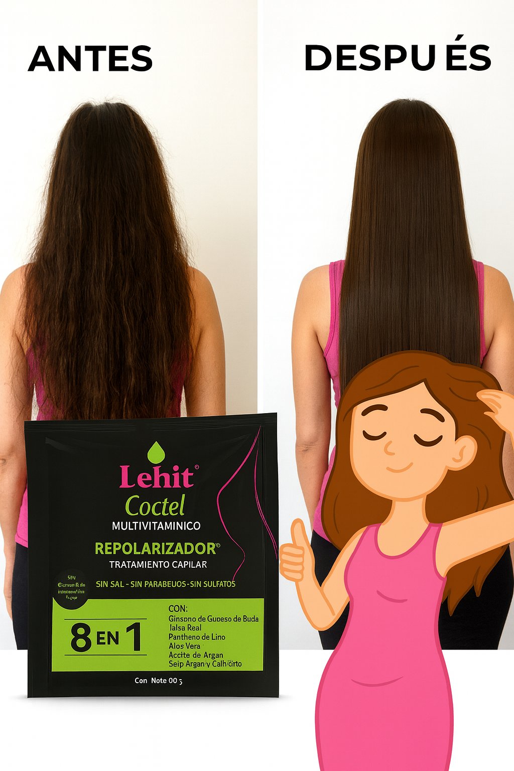 Tratamiento Capilar Coctel Multivitamínico Repolarizador Lehit X30Gr