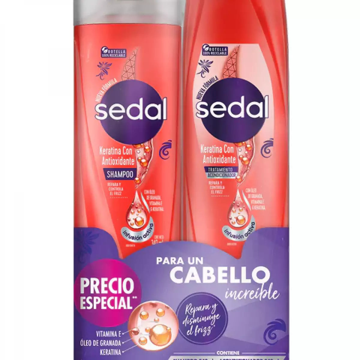 Sedal Keratina Con Antioxidante Shampoo 400 Ml + Acondicionador 340 Ml