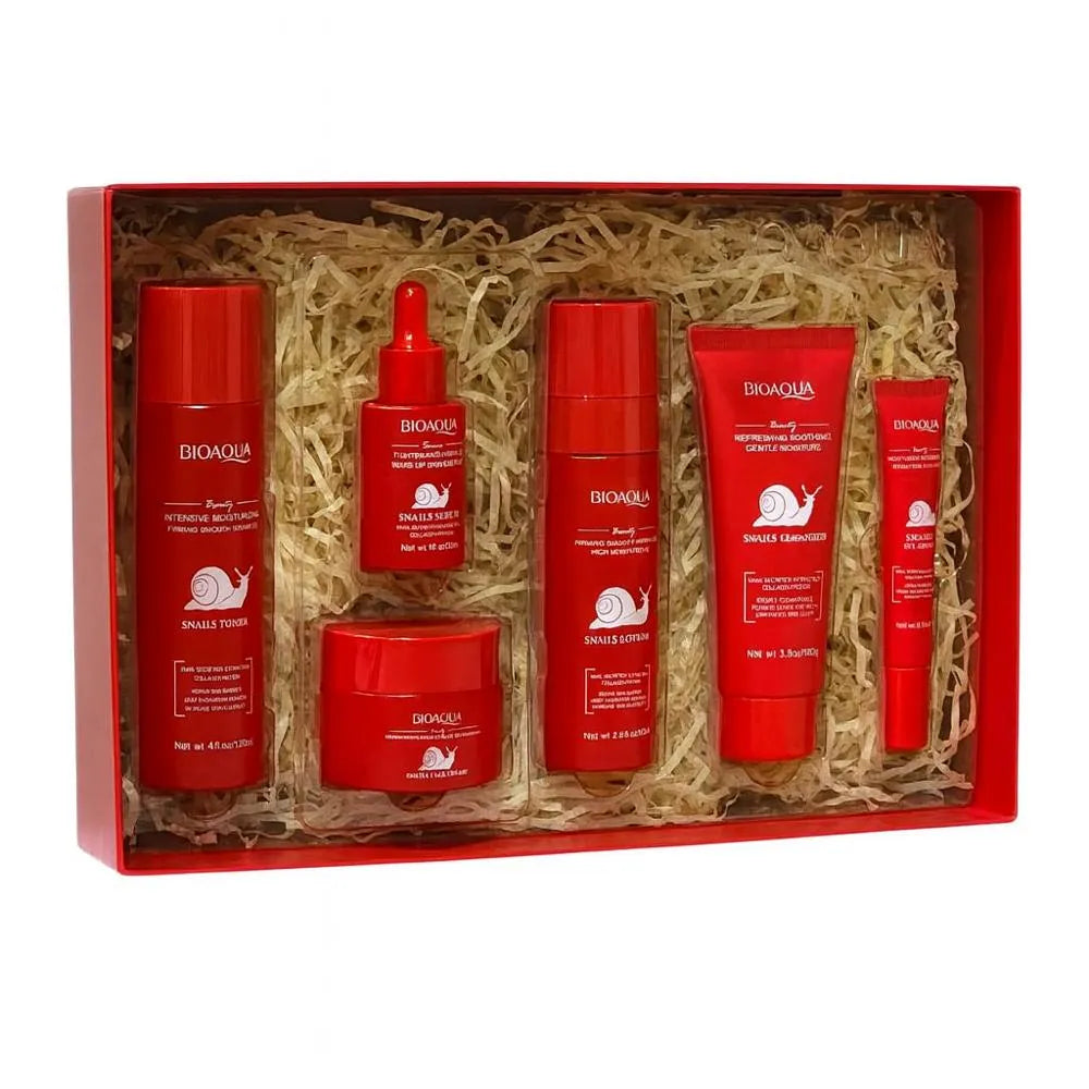 Set De Cuidado Facial De Baba De Caracol Bioaqua X6 Piezas Reafirmante E Hidratante