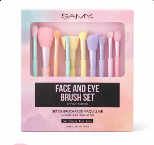 Set de Brochas SAMY Face & Eye Pastel (10 piezas)