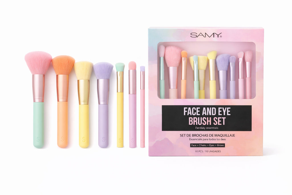 Set de Brochas SAMY Face & Eye Pastel (10 piezas)