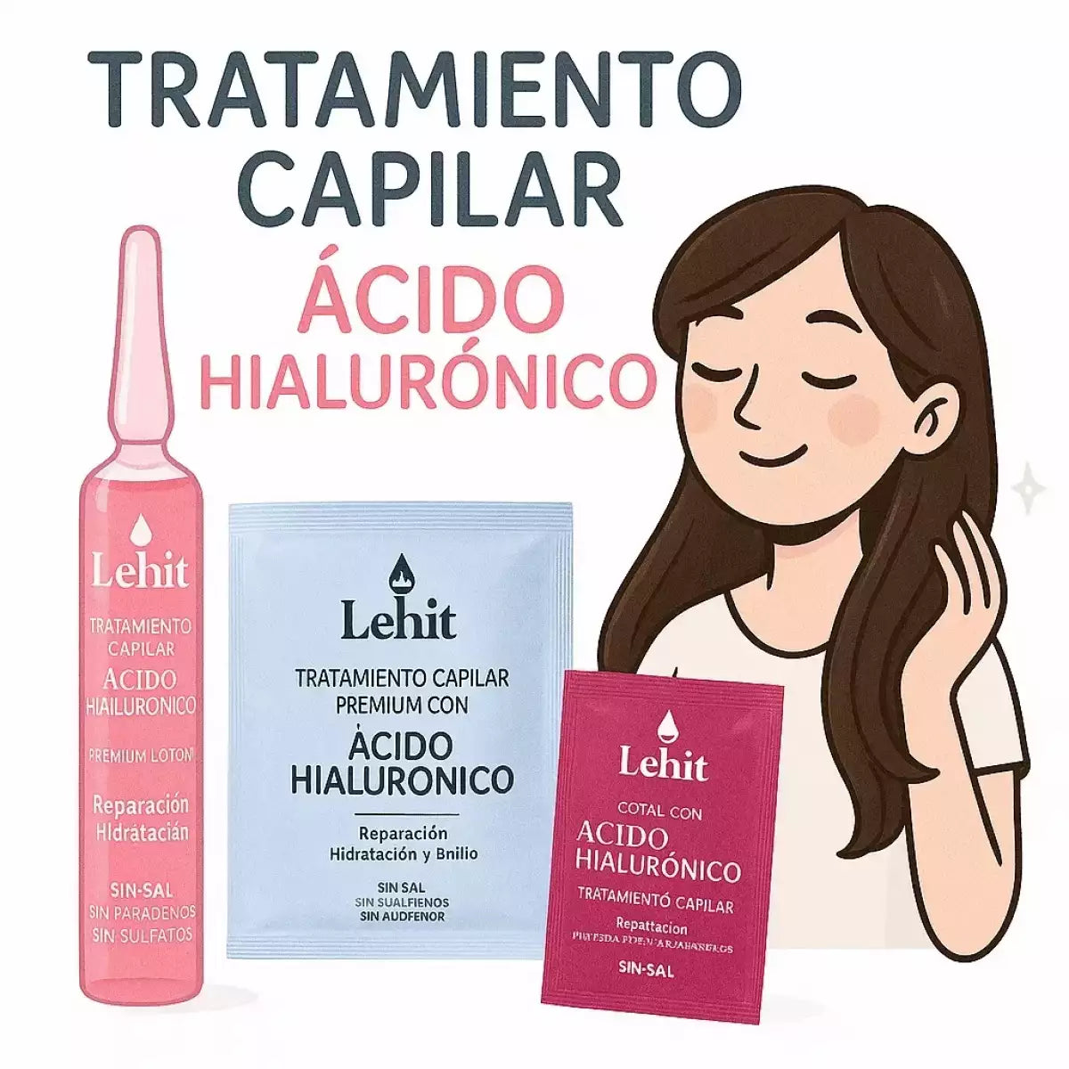 Super Combo Capilar de Ácido Hialurónico - Tratamiento, Ampolla y Aceite capilar